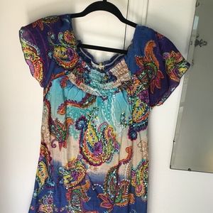 L - Shana K - Colorful Paisley Print Dress/Tunic